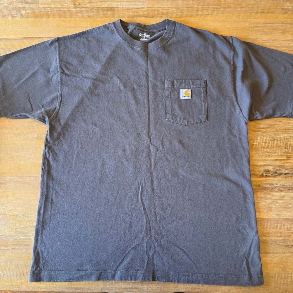Vintage Carhartt Shirt L Gray Charcoal 2006 Y2K Workwear Pocket Tee Loose Fit